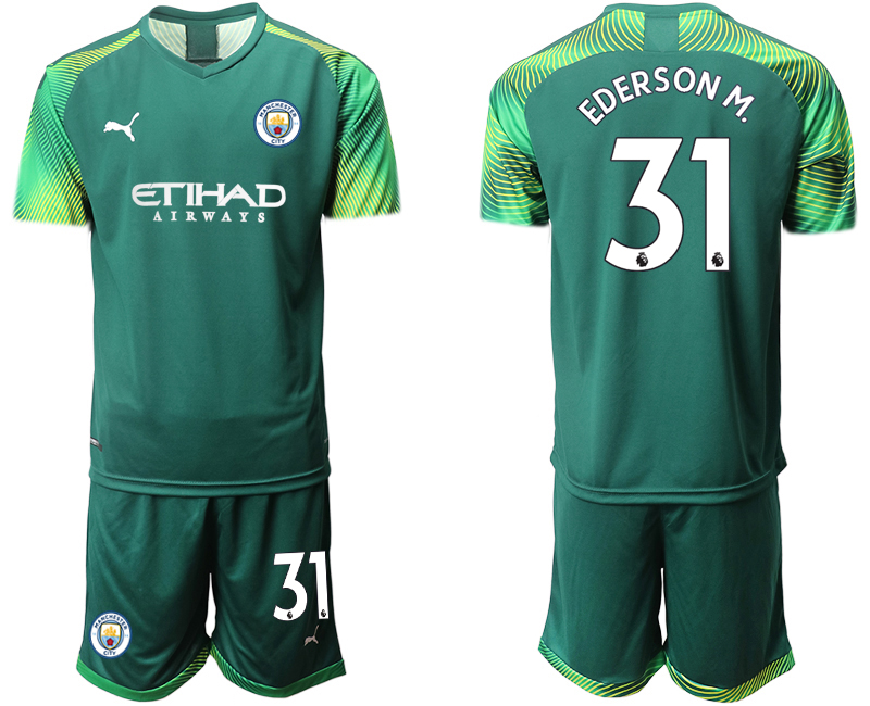 Men 2020-2021 club Manchester City goalkeeper green #31 Soccer Jerseys->manchester city jersey->Soccer Club Jersey